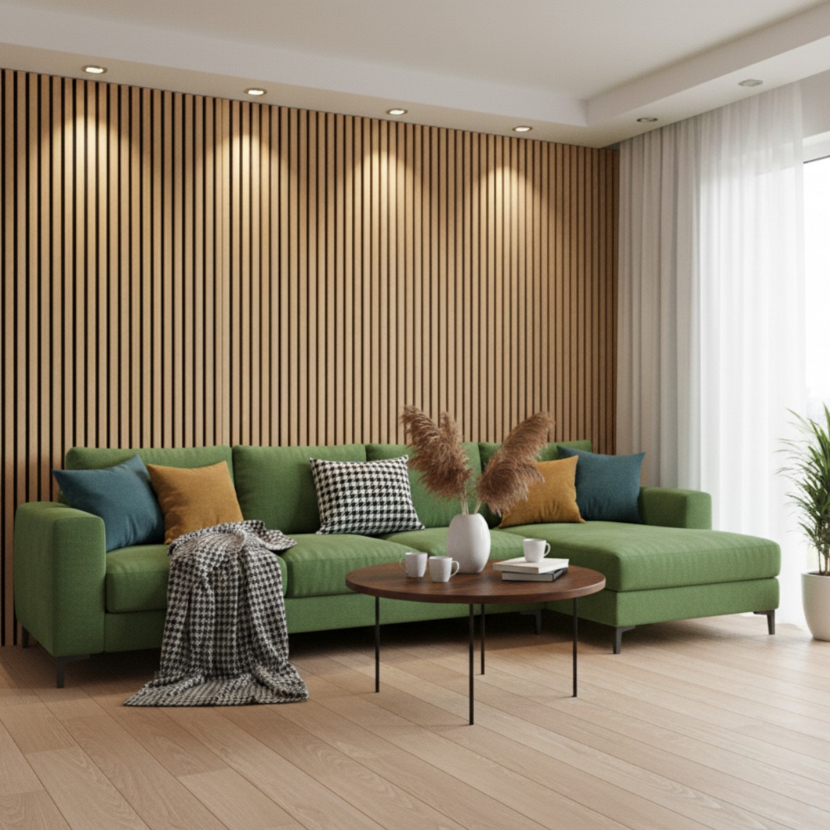 Riflaj decorativ tip panou acustic, MDF, Set 085, stejar saragossa