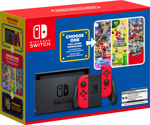Nintendo Switch (Red) + Super Mario Odyssey | Deku Deals
