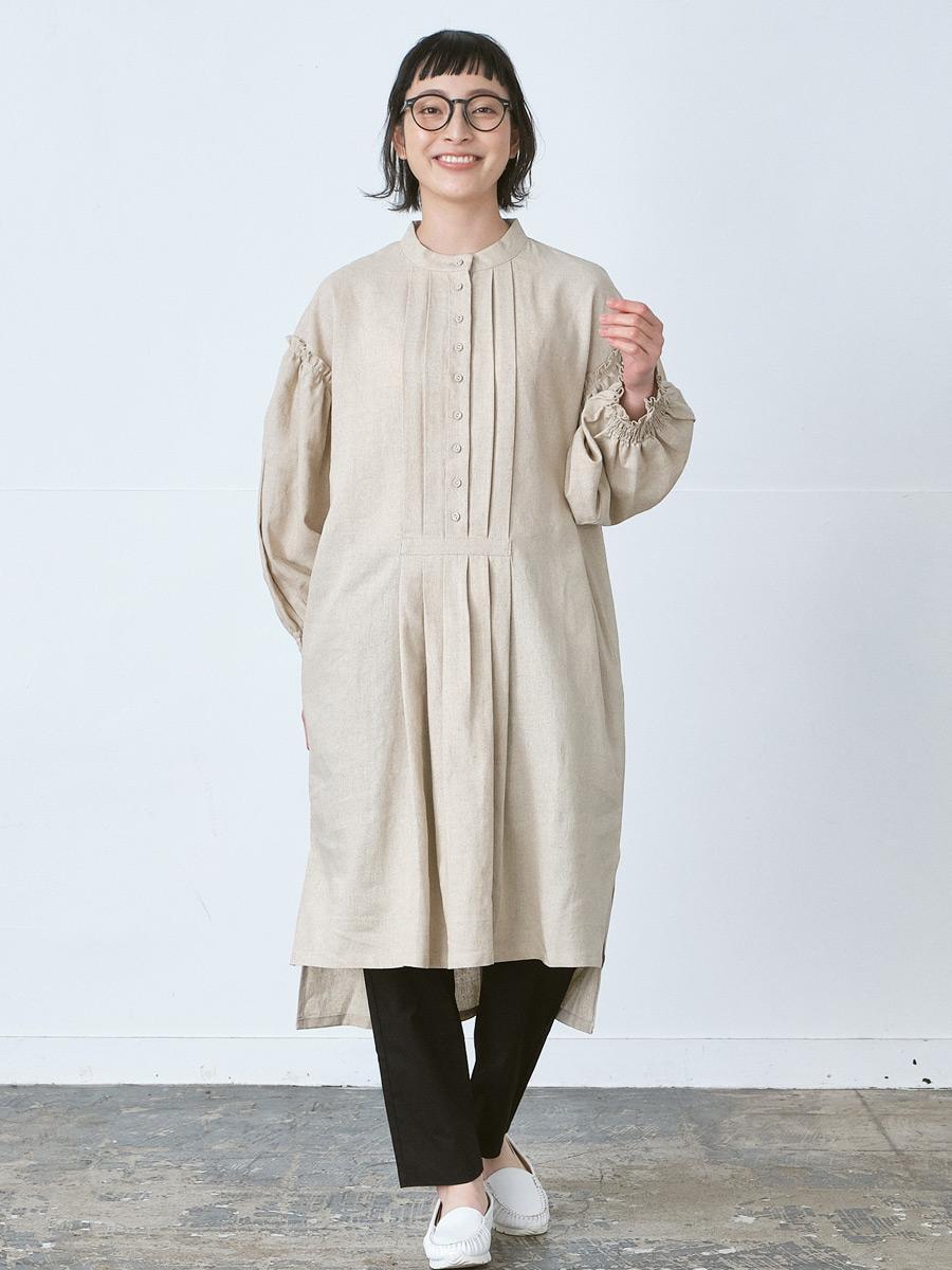 バンドカラーチュニックワンピース L/Rオックス | OPナガソデ | 【公式