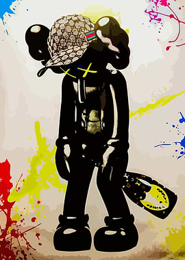 Kaws Drink' Poster, picture, metal print, paint by Terbar Creative