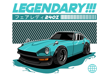 Nissan Datsun 240Z Fairlady Z Cyan' Poster, picture, metal print