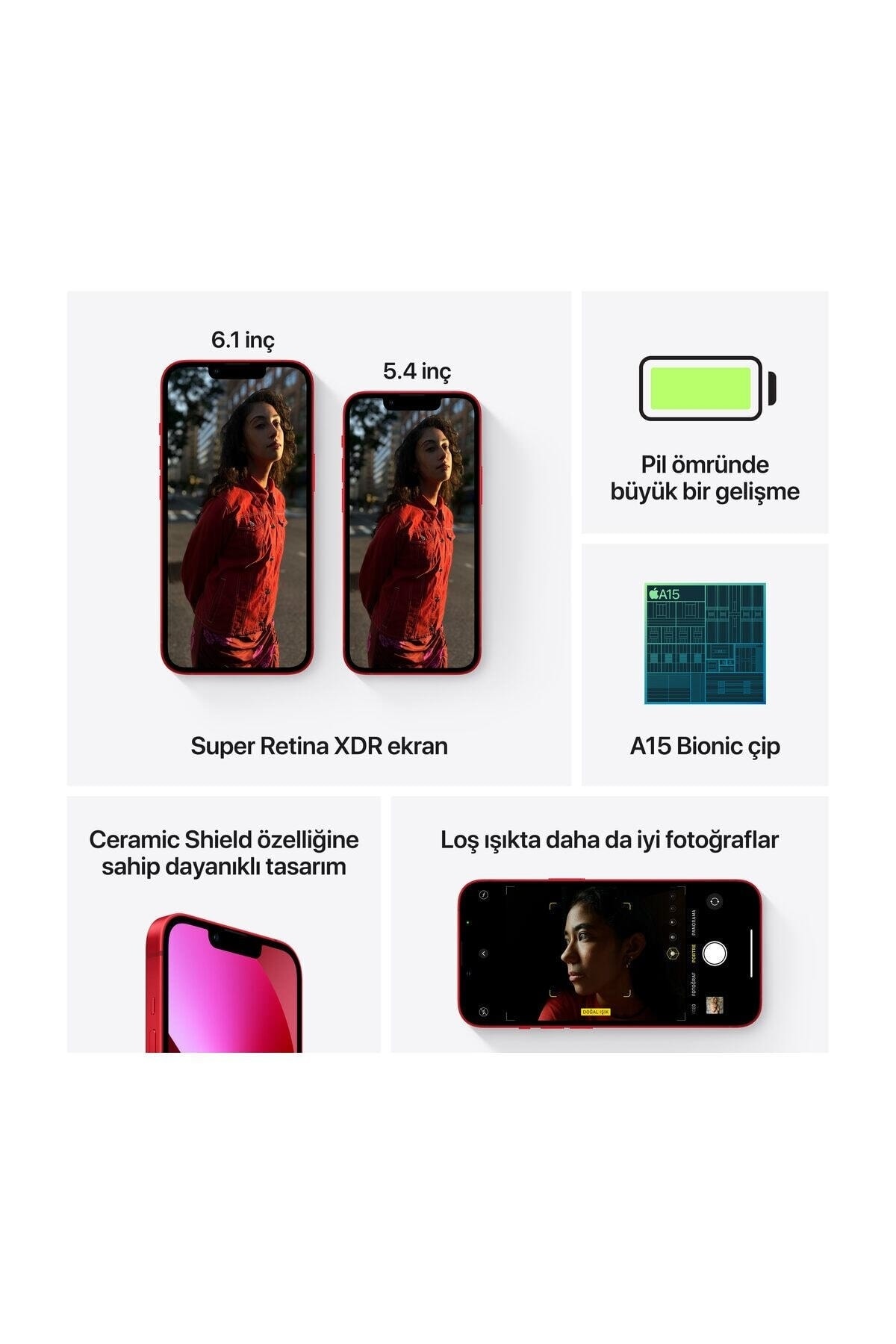 Apple iPhone 13 128 GB Kırmızı Cep Telefonu (Apple Türkiye