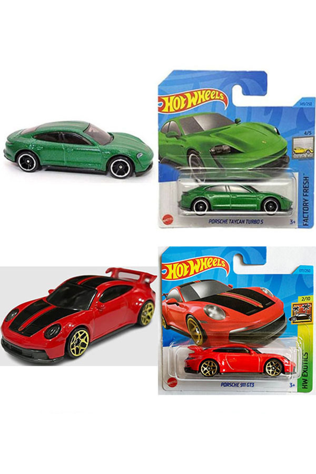 HOT WHEELS Porsche 911 GT3 & Porsche Taycan Turbo S 2 Araç Set (1