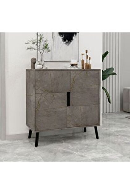 İNARCH DİZAYN Darien Ç001 Çok Amaçlı Dolap Ceviz/Ahşap Siyah