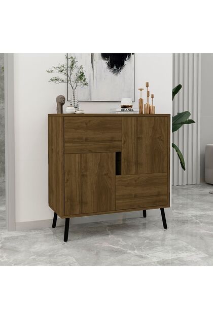 İNARCH DİZAYN Darien Ç001 Çok Amaçlı Dolap Ceviz/Ahşap Siyah