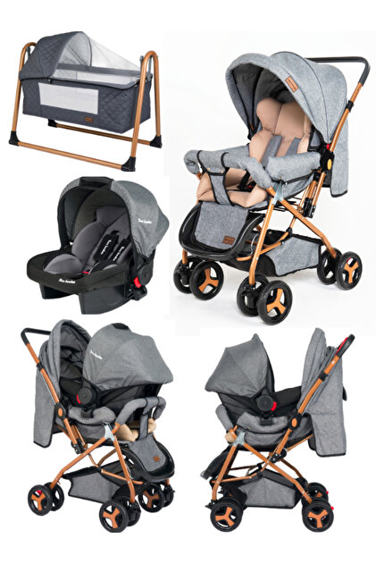 Two Koalas 3'lü Yeni Doğan Seti Travel Sistem Bebek Arabası Gold