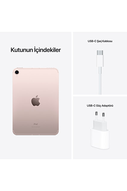 Apple iPad Mini 6.Nesil 256 GB Wi-Fi Pembe Tablet (Apple Türkiye