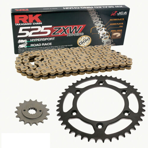 Chain Set Kawasaki ZX-6R 2002 Chain RK GB 525 ZXW 108 Open GOLD 15