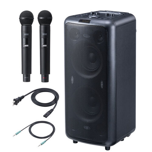 イベントスピーカー｜180W・ワイヤレスマイク2本・LED・収納バッグ付