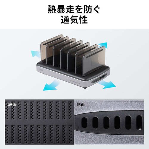 USB充電ステーション（6ポート・合計96W出力・USB PD20W・Type-C×3