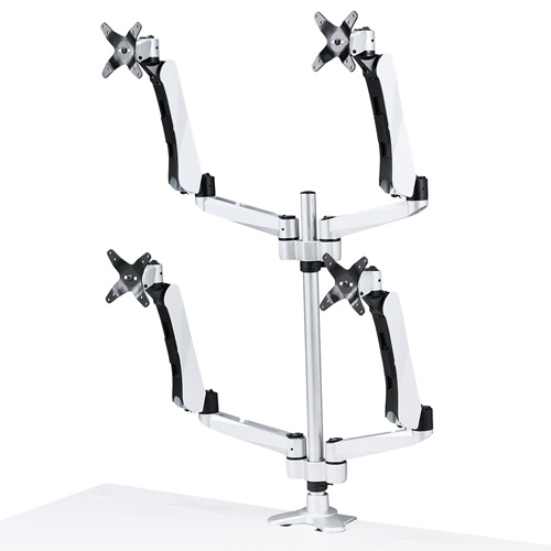 モニターアーム（4画面・マルチ・ポール・上下・左右・回転・前後）CR