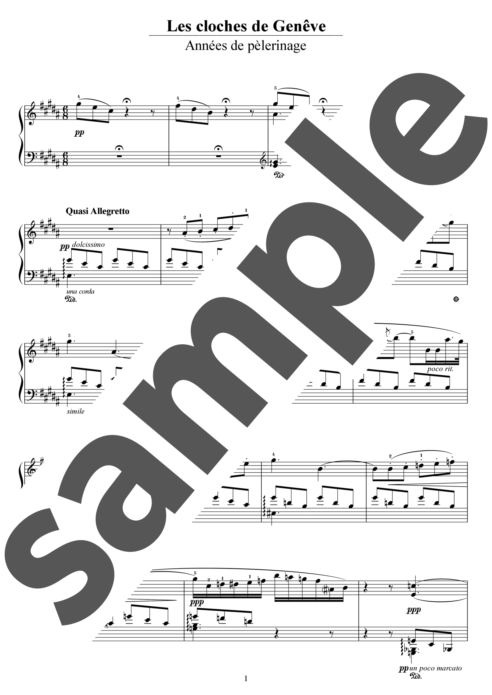 ピアノ楽譜】巡礼の年第1年「スイス」9. ジュネーヴの鐘 / F.Liszt