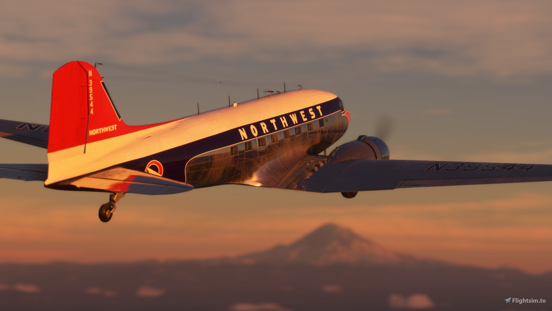 DC-3 Northwest Airlines 1952 N39544 for Microsoft Flight Simulator