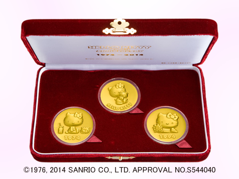 ハローキティ40周年記念 純金・純銀製ヒストリーメダル 予約受付開始の