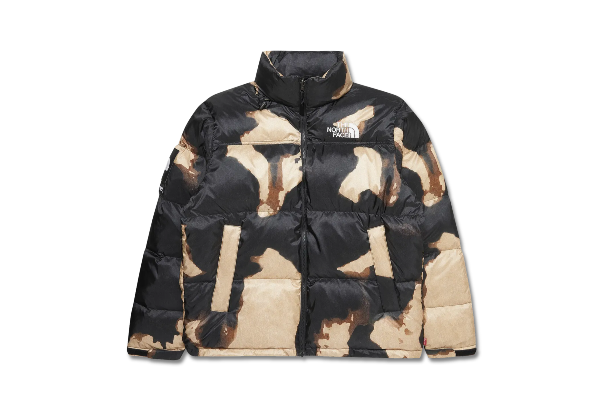 Supreme The North Face Bleached Denim Print Nuptse Jacket Black
