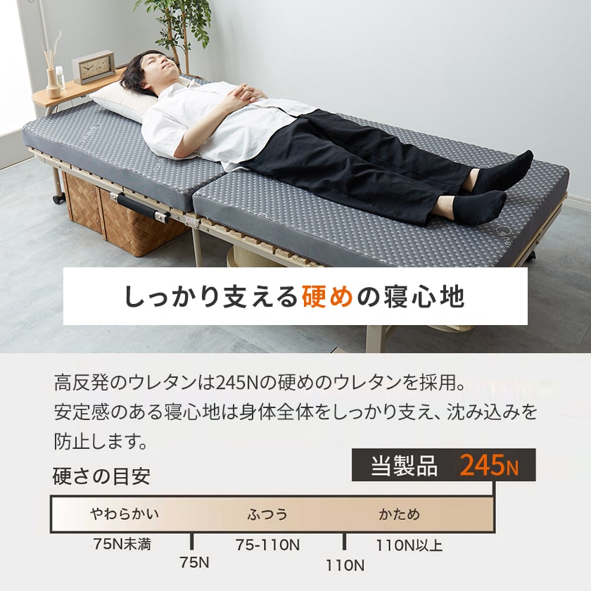 折り畳みベッド用 2つ折りウレタンマットレス セミシングルショート