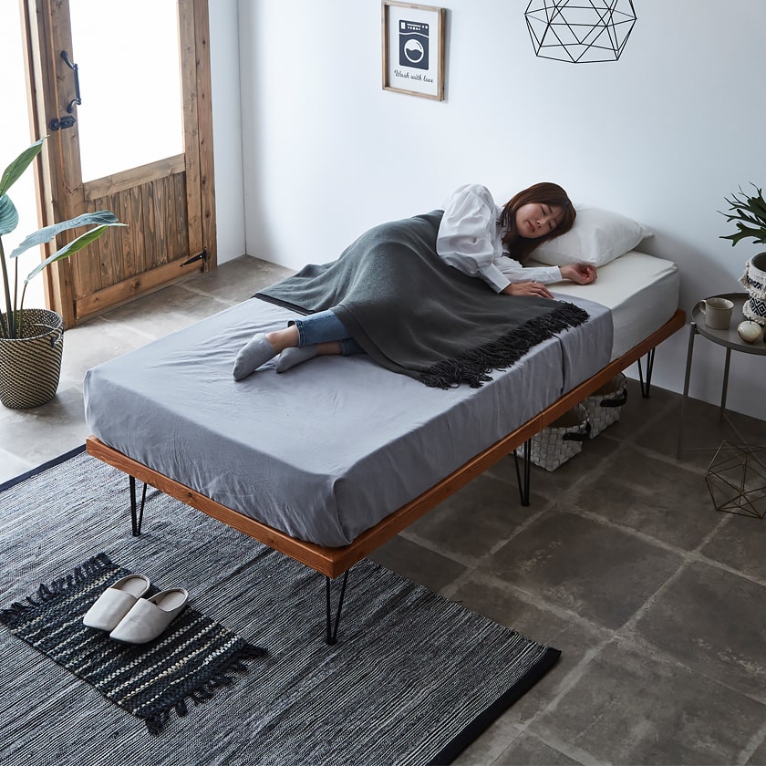 バノン すのこベッド ヘッドレスベッド アイアン脚 シングル シングル