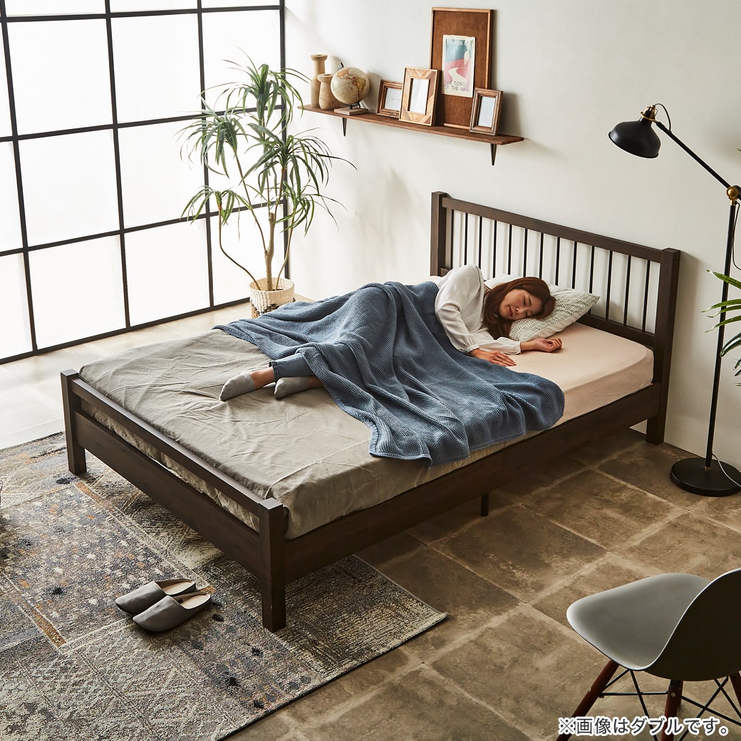 クリーヴ すのこベッド ダブル ベッド単品のみ 木製 スチール脚