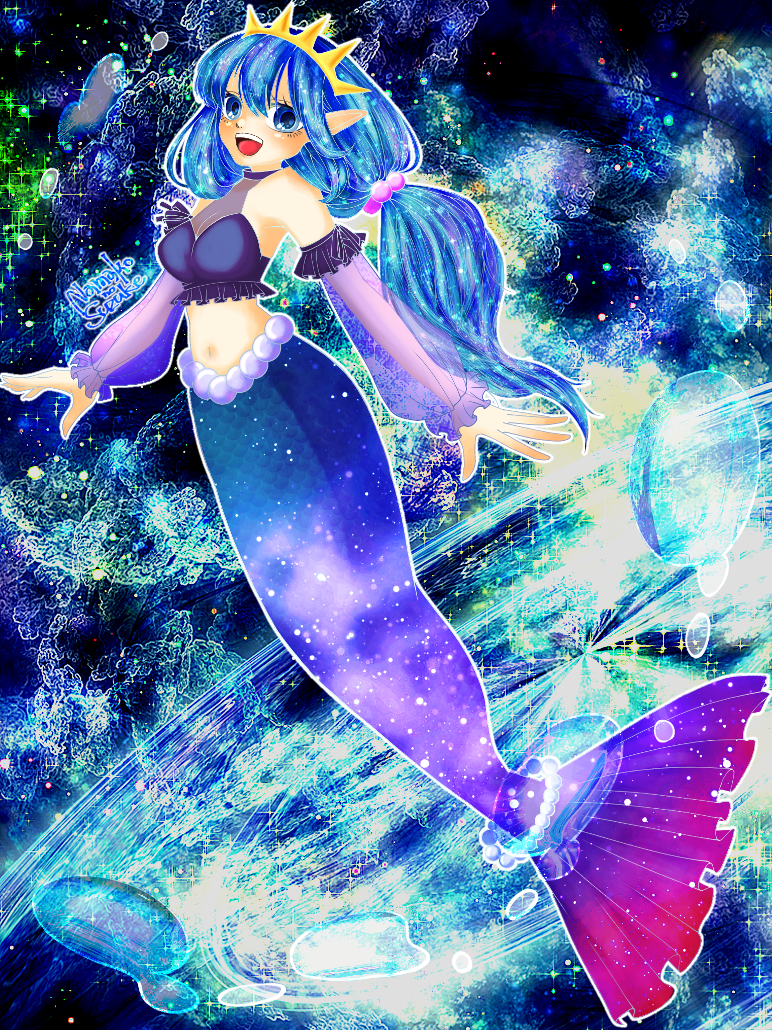 宇宙に跳ねる人魚姫@カラー - ibisPaint