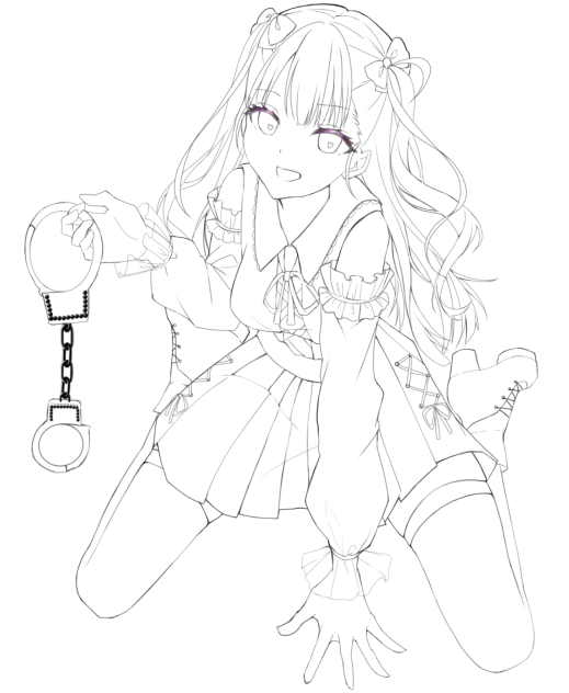 あなたのために 線画 フリー線画 好きに塗ってください。右は参考 言っ