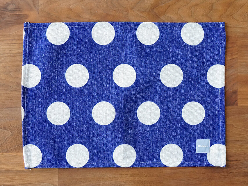ランチョンマット 北欧柄 ブルー ドット 2枚組 天然リネン 45×32cm