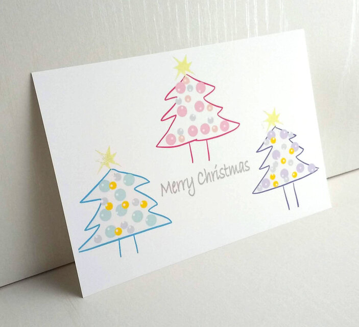カラーツリー」クリスマス ポストカード3枚セット ナチュラコ カラフル