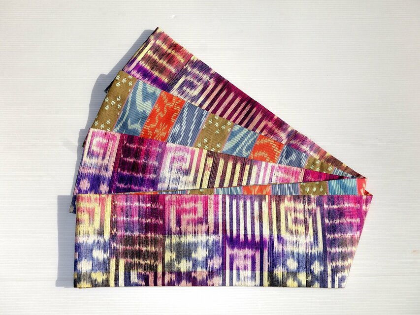 半幅帯 オレンジ紫系さき織りと、ピンク紫 HAN1543 | iichi 日々の