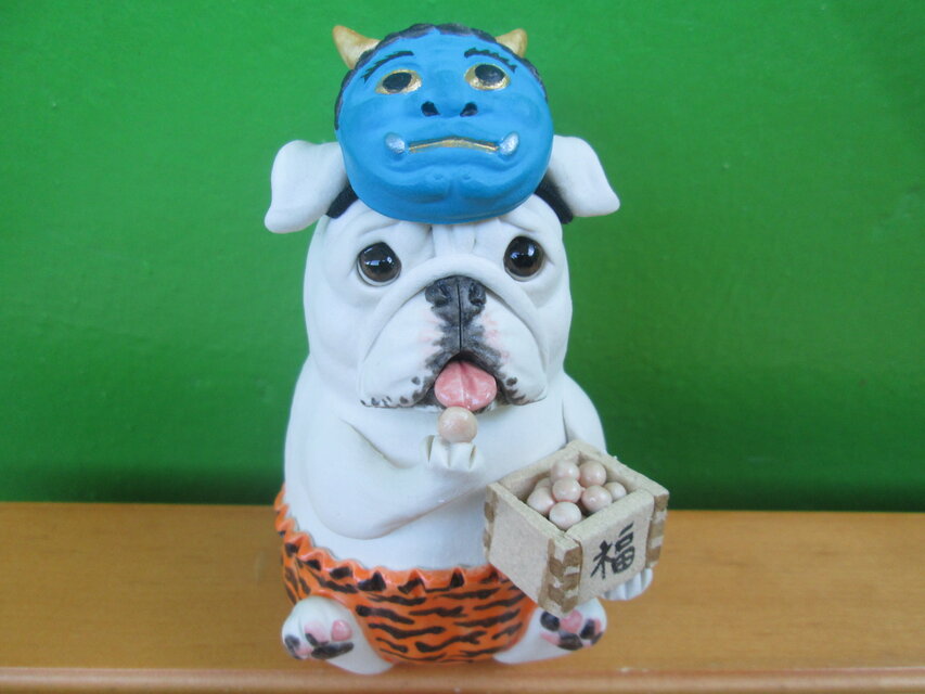 鬼は外☆ブルドッグ（お面は取り外し可能です） | iichi 日々の暮らし