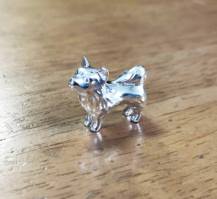 チワワ・ロングコート】シルバー1000 犬の小さい置物