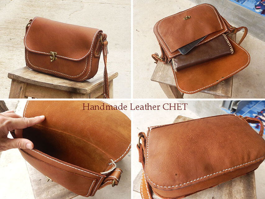 レザーショルダーバッグ・レディース・横長（茶色）2 | iichi 日々の