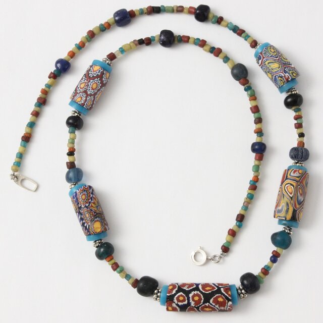 とんぼ玉 アンティーク ヴェネチアンビーズ ミルフィオリ ネックレス