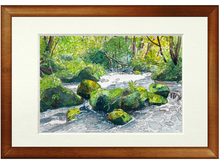 世界で1枚の絵 水彩画原画「奥入瀬渓流」 | iichi 日々の暮らしを