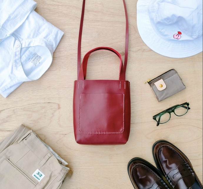 RYU 本革 編み込みバッグ ワインレッド RYU 本革 編み込みバッグ