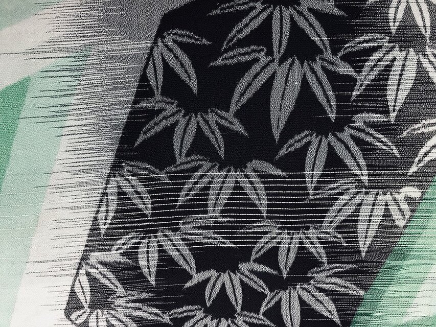 sh0018c 夏着物 笹と萩文様 ハギレ 難あり / 280cm 古布 古裂 正絹