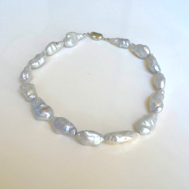 ☆大粒淡水バロックパールのネックレス＊ホワイト＊42cm＊24～33mm