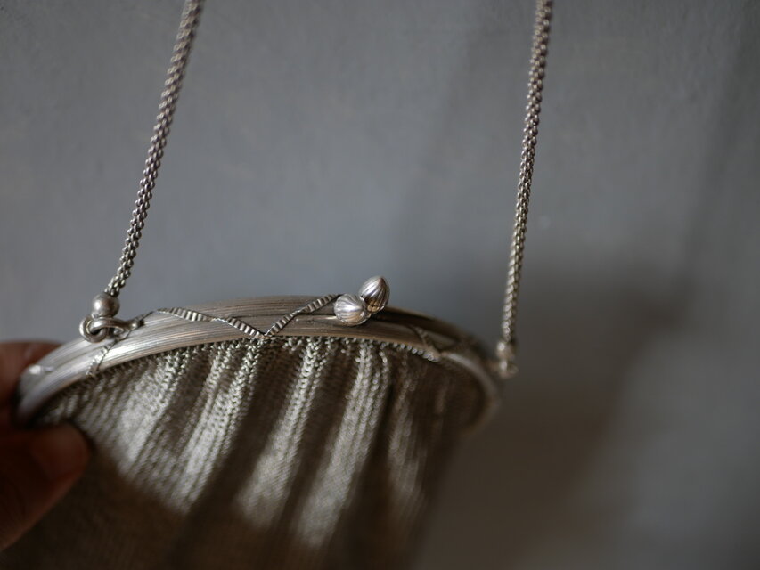 純銀 メッシュバッグ シャトレーン フランスアンティーク アンティーク