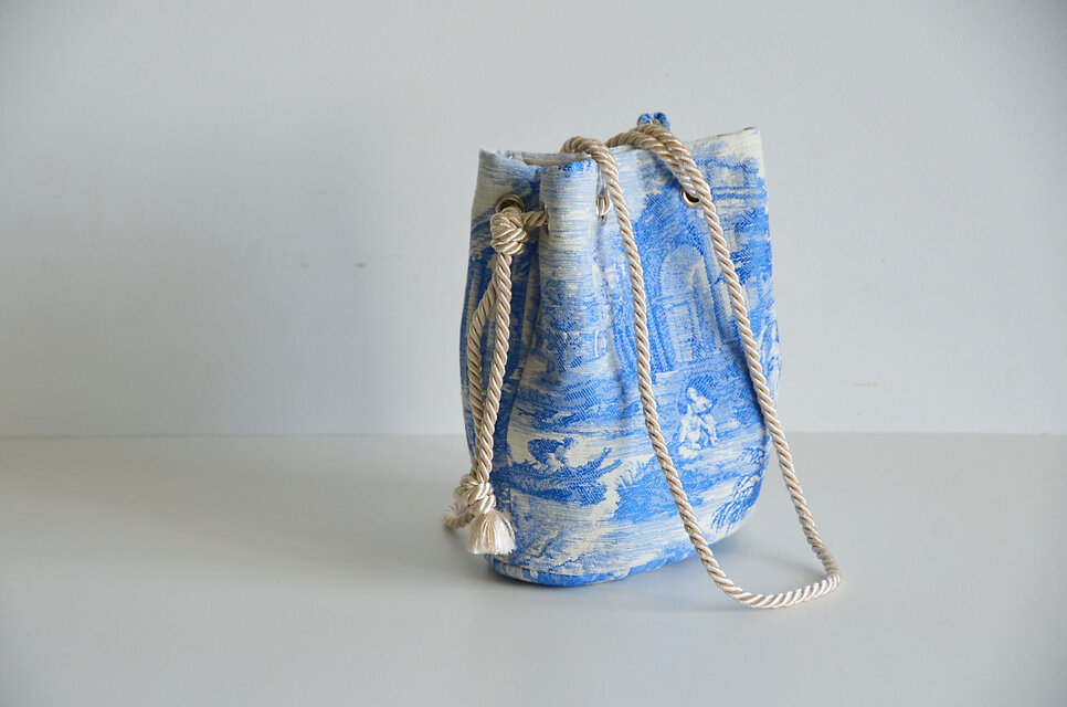 トワルドジュイ ジャガード 2wayポシェットマリンバッグ ブルー（Toile