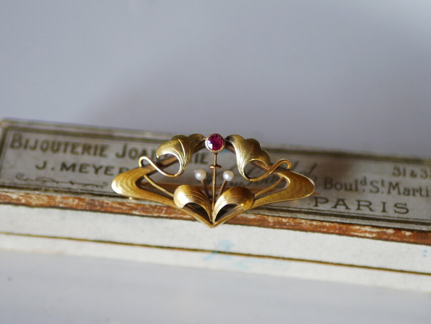 御予約品 RESERVED】FB-03 アールヌーヴォー K18 ブローチ