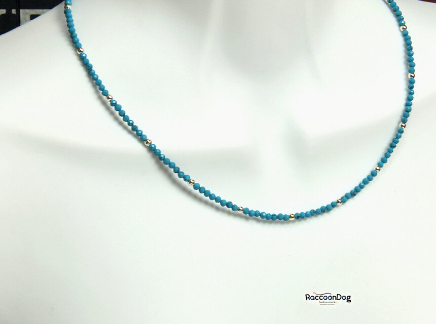 天然石ターコイズネックレス【天然石ターコイズ ビーズネックレス