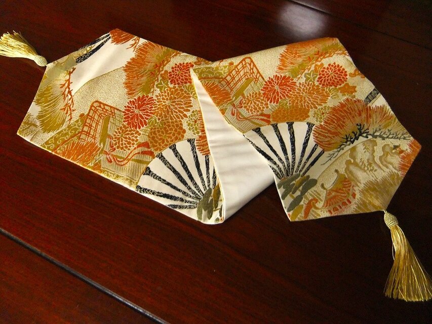 16)2020】91cm・93cm/タッセル飾り付/古典文様/テーブルランナー/和風