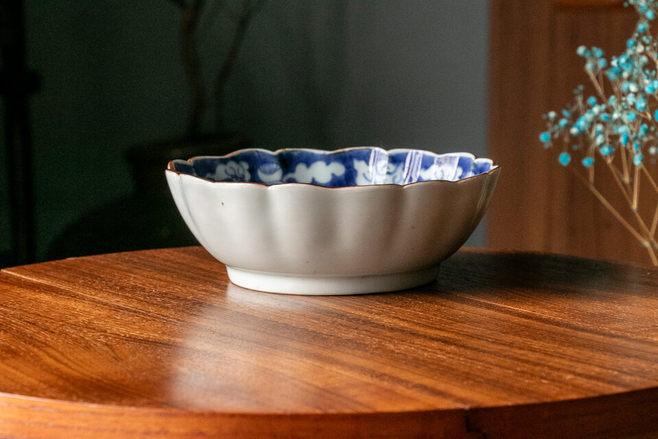 古伊万里 染付 白抜き草花文 なます皿 江戸後期 E013 | iichi 日々の