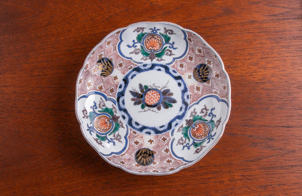 古伊万里 染錦 柘榴更紗文 七寸皿 明治時代 E636 | iichi 日々の暮らし