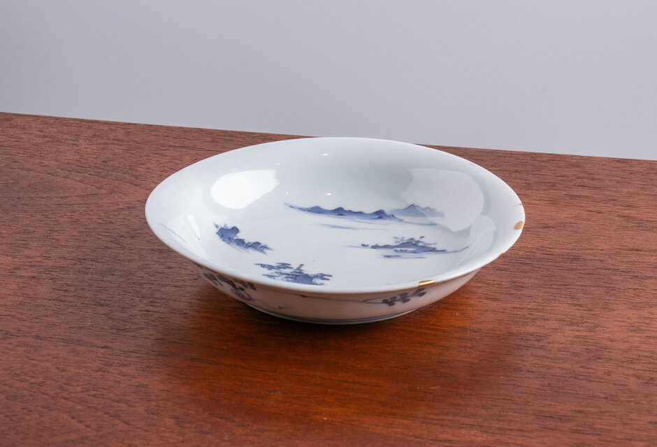 ⬛︎五寸変形皿11枚⬛︎染付手描⬛︎古伊万里⬛︎山水巻物角皿江戸