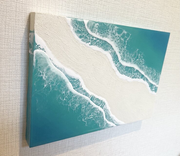 オーシャンアート 波レジンアート B5サイズ 海 ターコイズブルー