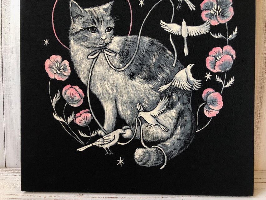 油絵 菅家令子 絵 絵画 インテリア F6-071019 猫たち 油絵 菅家令子 絵