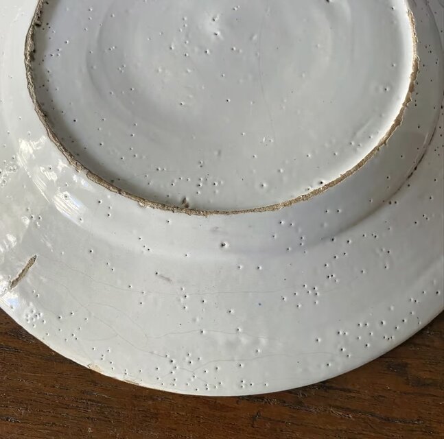 18世紀 白釉 花絵皿 平皿 リム皿 φ22.4cm オランダ デルフト 可能性