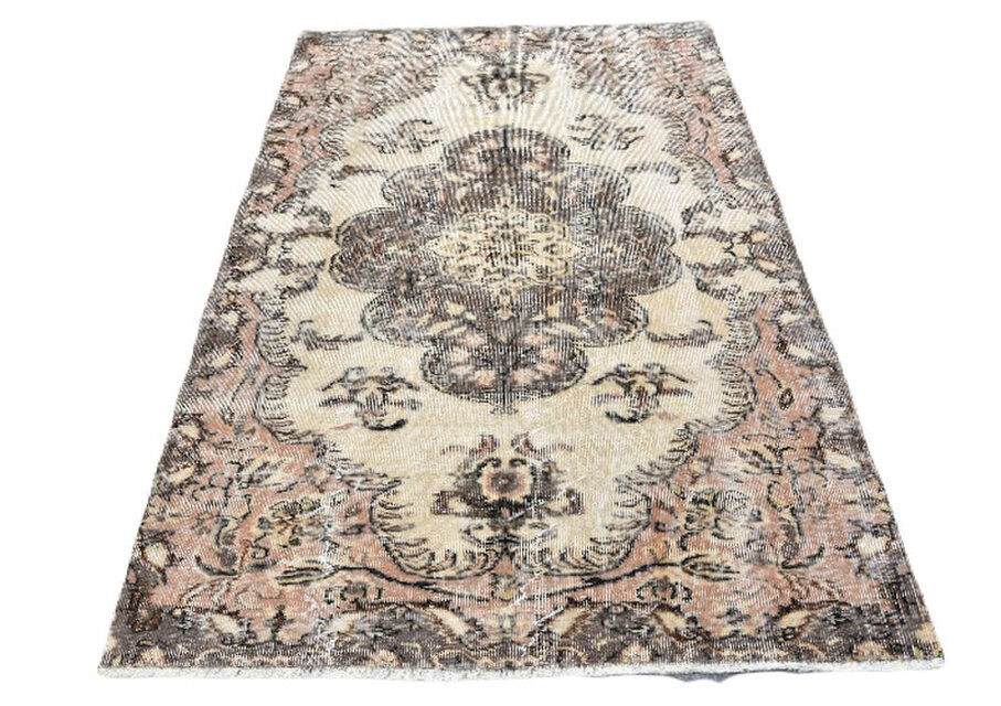 51×101 コーラルピンク レアなウール メダリオン トルコヴィンテージ