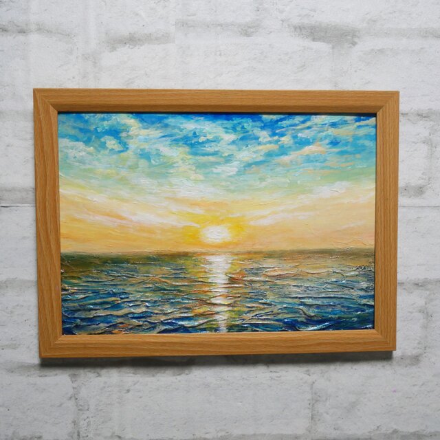 油絵【癒しの朝焼けの海】 | iichi 日々の暮らしを心地よくする