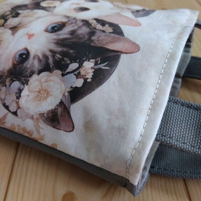 猫 パネル生地のミニミニトートバッグ グレー 870 | iichi 日々の