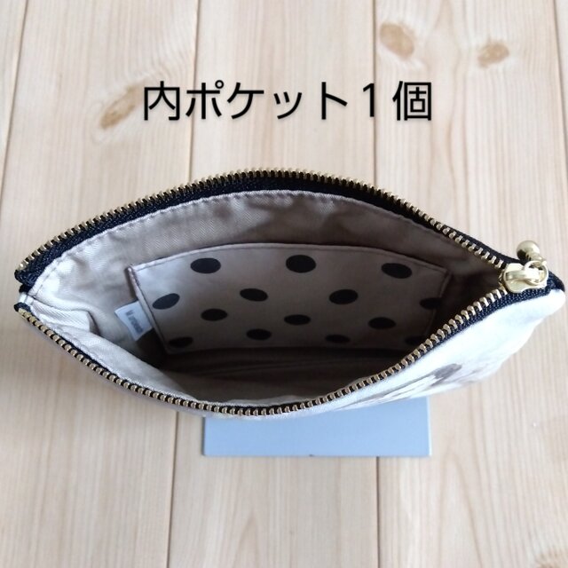 猫パネル 16cmフラットポーチ ラッピング対応可 ポケット付き サテン